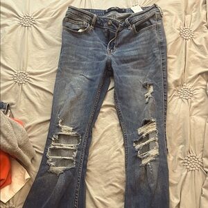 Hollister Straight Leg Distressed Jeans - Blue